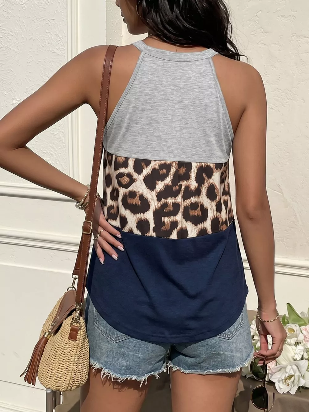 Leopard Print Color Block Tank, image 11