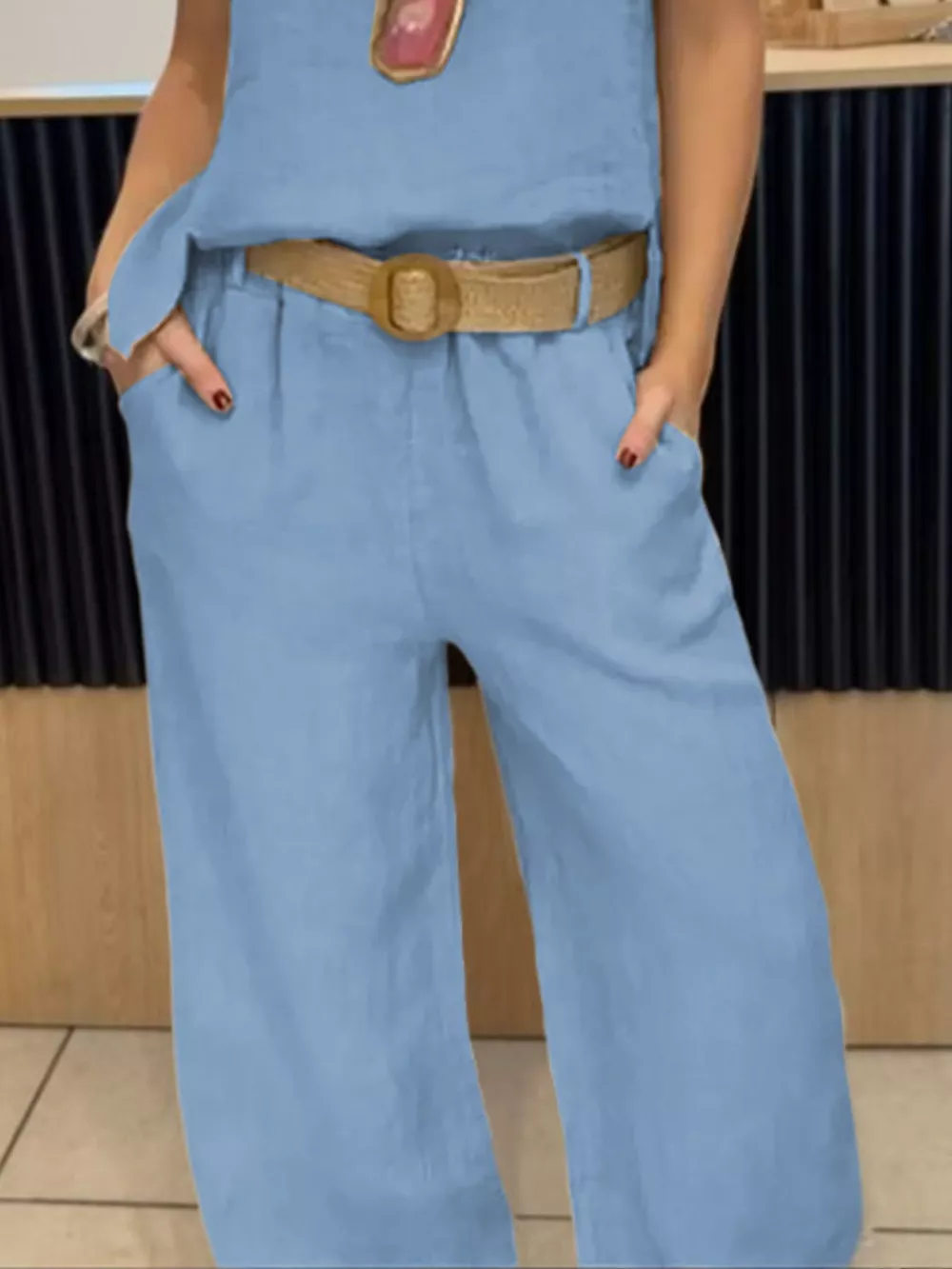 Full Size Round Neck Tank and Pants Set Plus Size, image 10