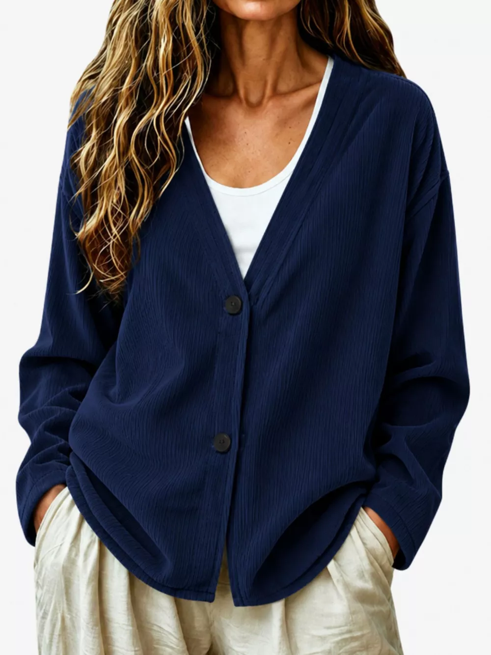 Casual Corduroy Button-Up Cardigan, image 11