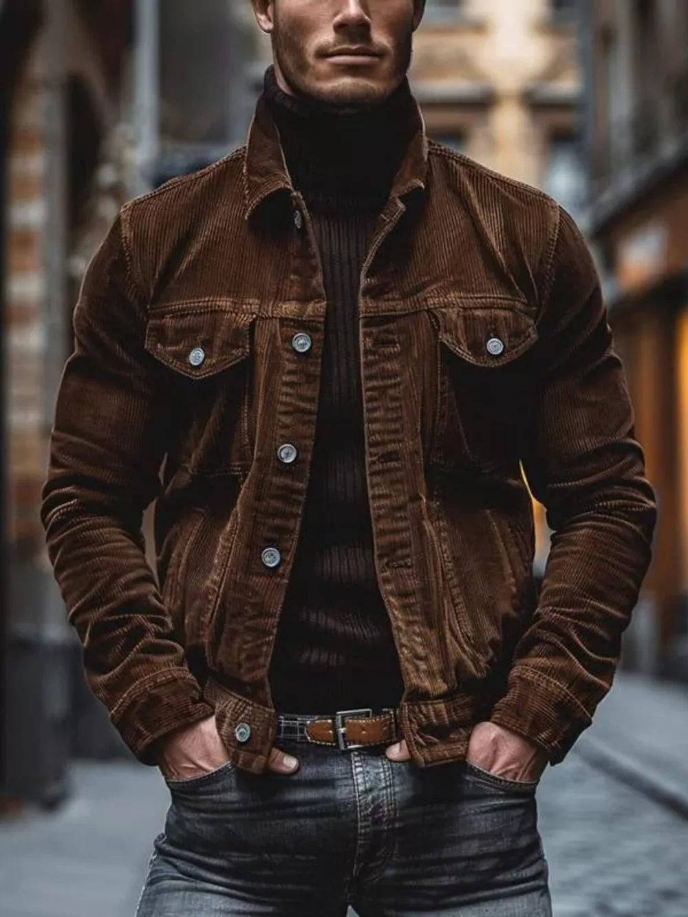 Men's Full Size Corduroy Button-Down Jacket Plus Size, image 6
