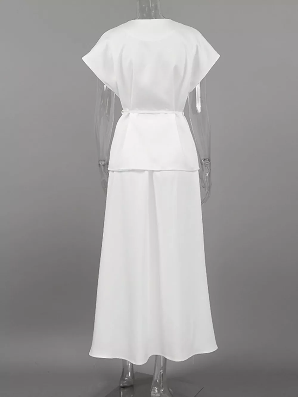 One Button Short Sleeve Top and Skirt Set, image 7