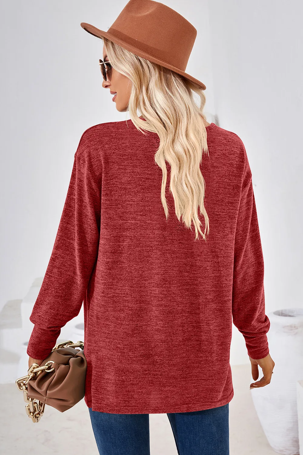 V-Neck Dropped Shoulder T-Shirt, image 3