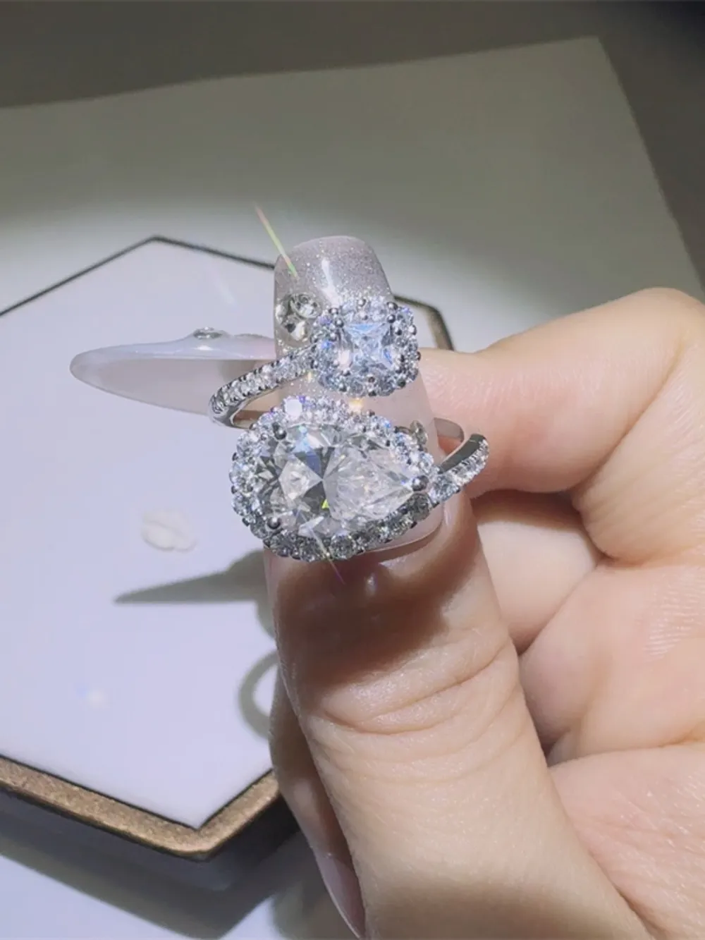 2 Carat Moissanite 925 Sterling Silver Bypass Ring, image 4