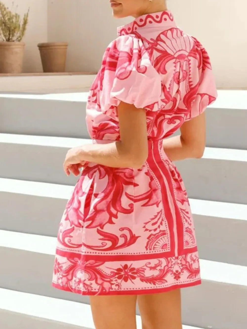 Printed Puff Sleeve Top and Skirt Set, image 13