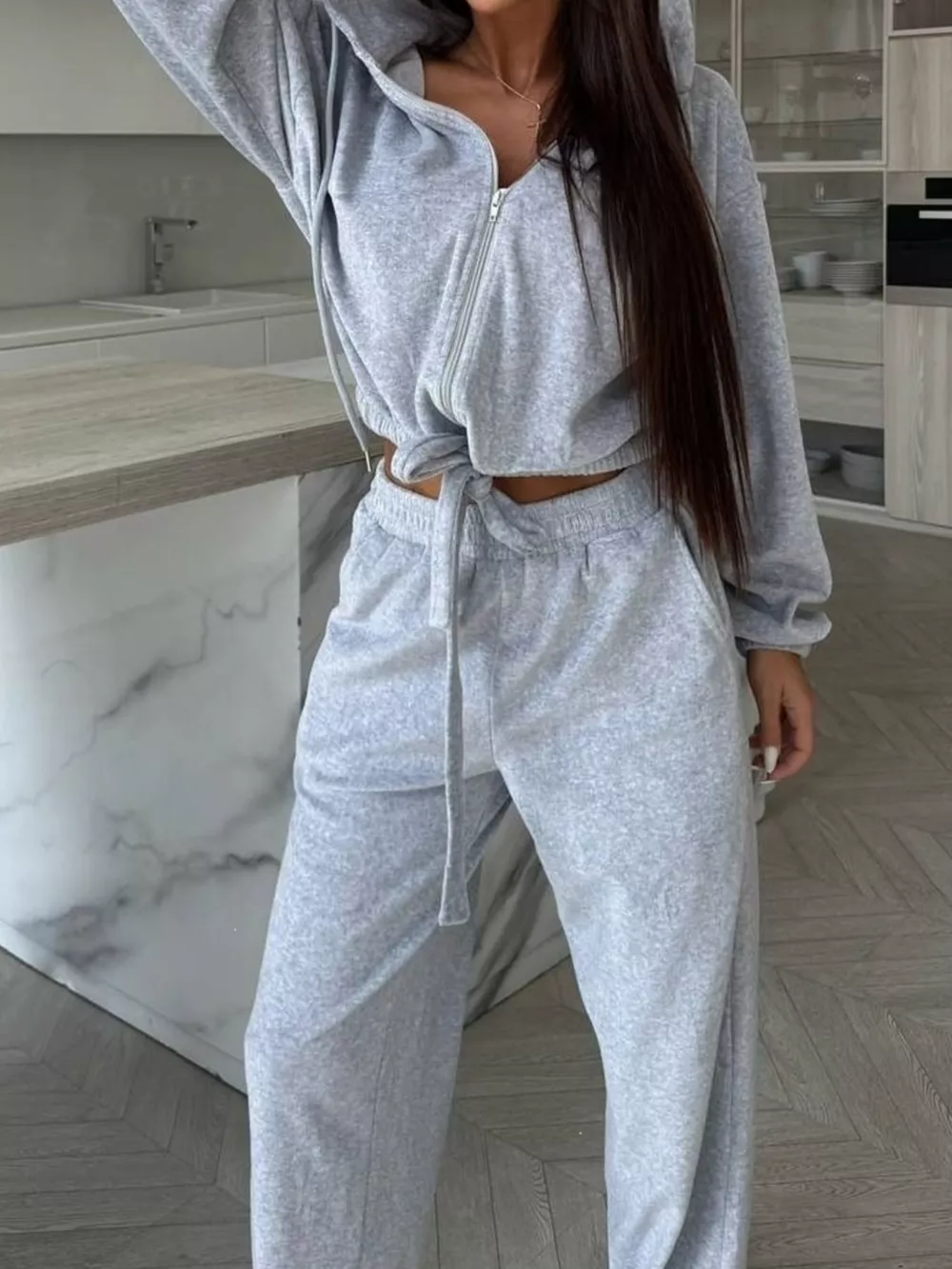 Zip-Up Hoodie and Joggers Set, image 8