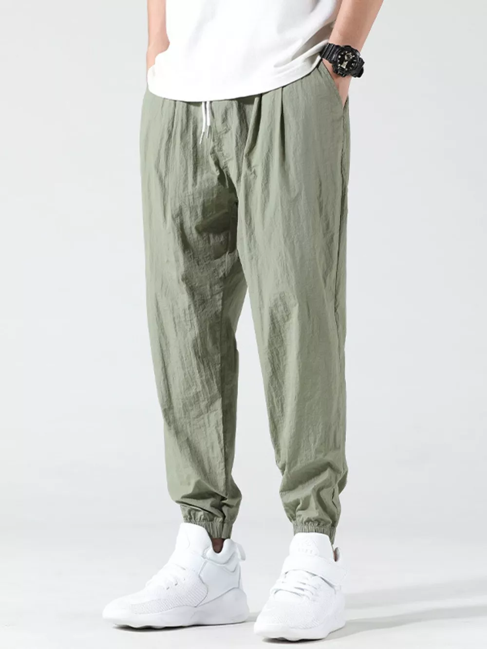 Men's Plus Size Drawstring Loose Fit Joggers, image 6