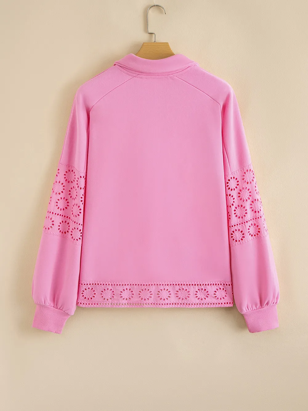 Eyelet Lace Detail Snap Down Sweatshirt, image 8