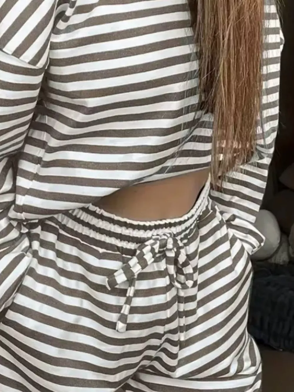 Striped Dropped Shoulder Top and Pants Set, image 12