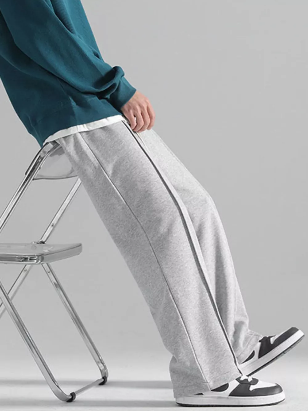 Men's Plus Size Casual Wide Leg Drawstring Pants, image 7