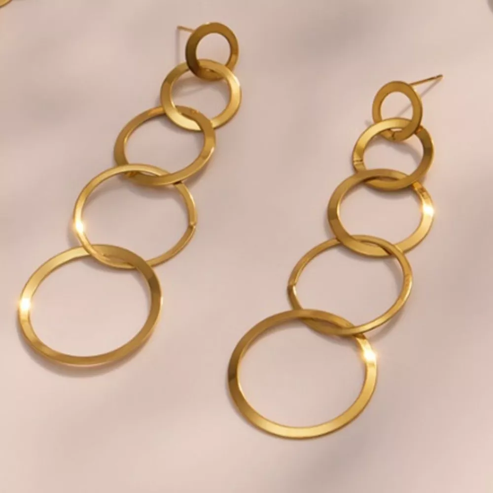 18K Gold-Plated Titanium Steel Round Earrings, image 4