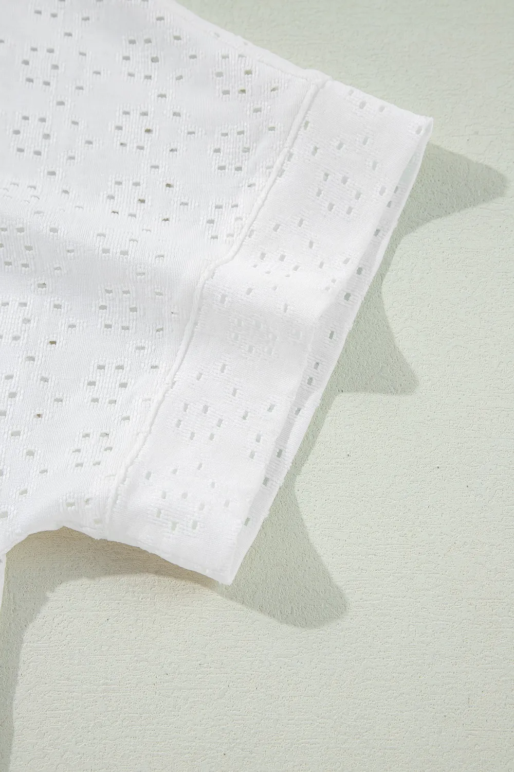 Eyelet Pattern Boat Neck Casual Tee, image 11