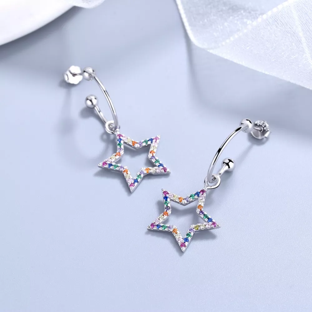 Star C-Hoop Dangle Earrings, image 4