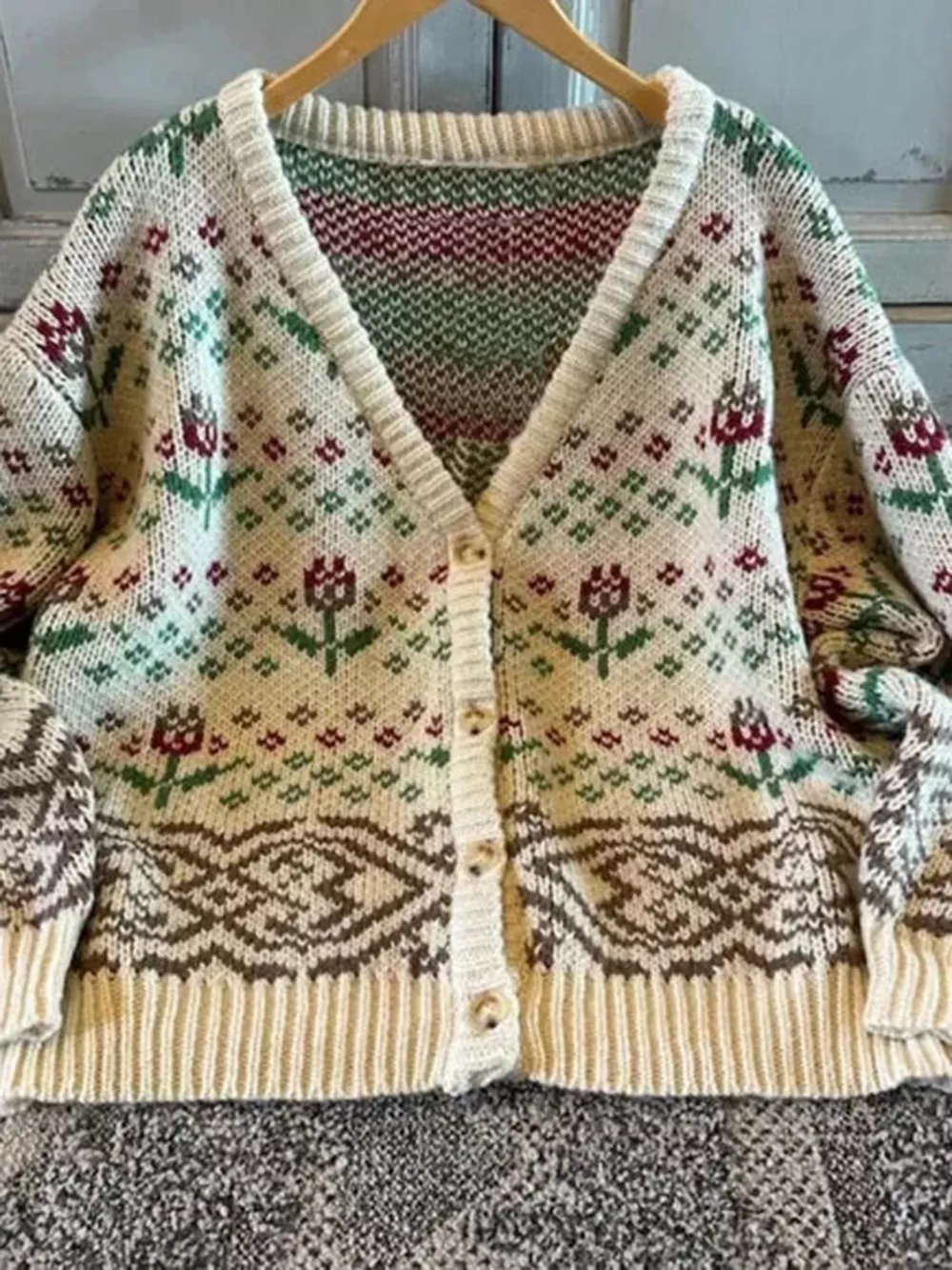 Floral Pattern Button-Up Cardigan, image 5