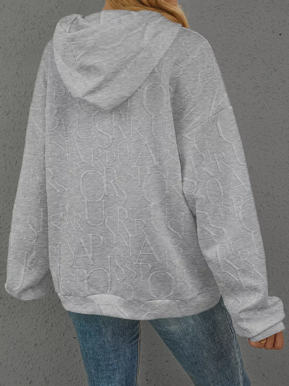Full Size Embossed Lettering Casual Hoodie Plus Size, image 19