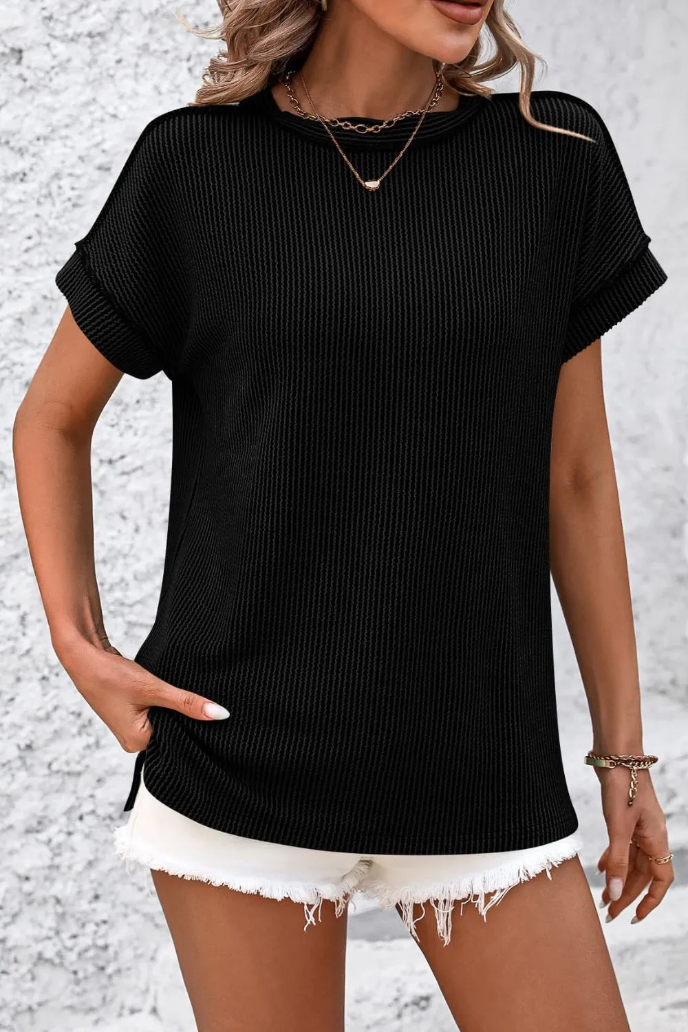 Striped Round Neck Short Sleeve T-Shirt, image 18