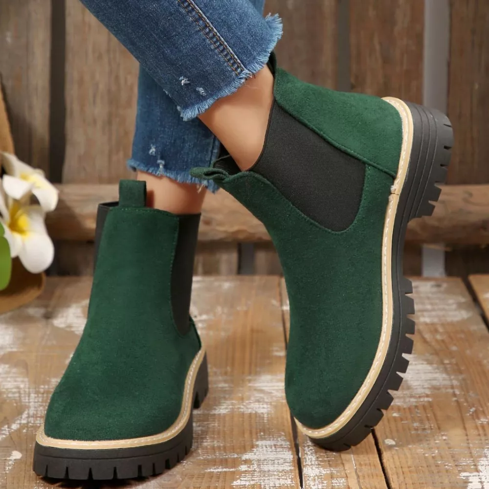 Round Toe Block Heels Boots, image 24