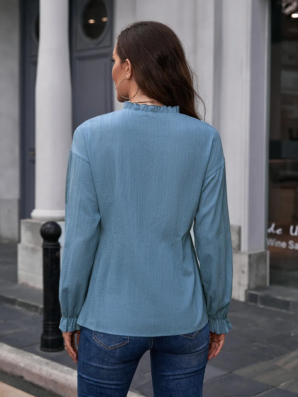 Frill Button Up Flounce Sleeve Blouse, image 8