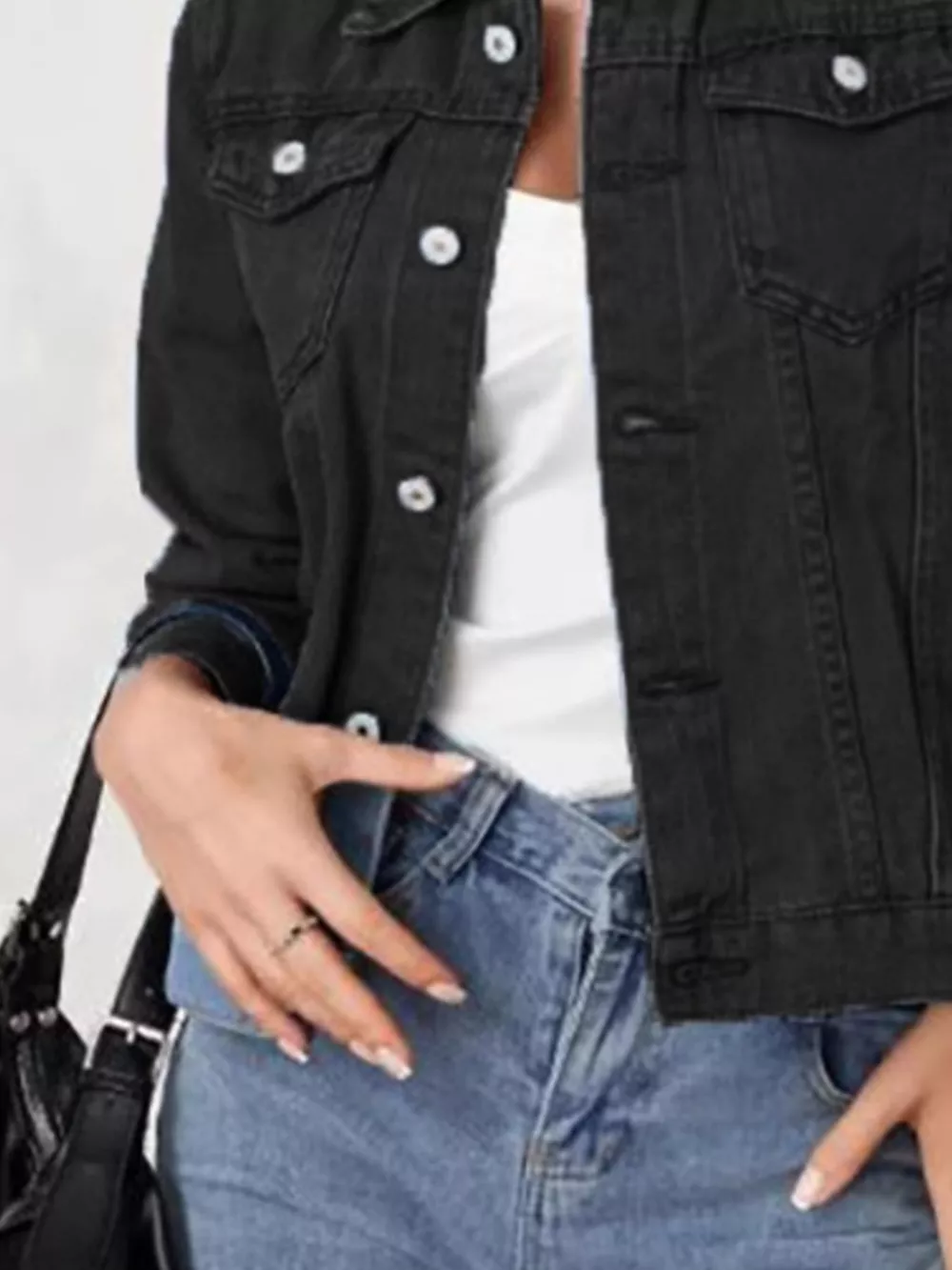 Button Up Long Sleeve Denim Jacket, image 6