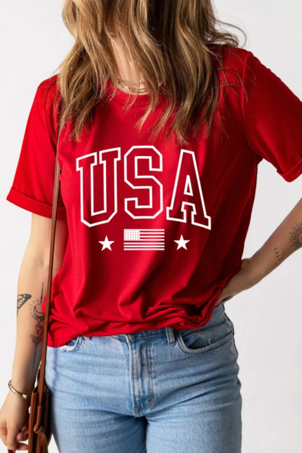 USA American Flag Crewneck T Shirt