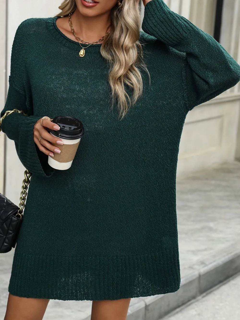Round Neck Dropped Shoulder Sweater, image 10