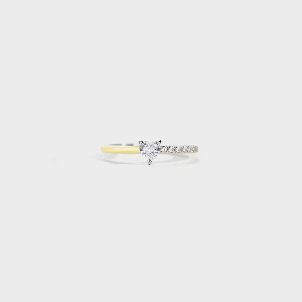 Heart Shape Inlaid Zircon Enamel Ring, image 11