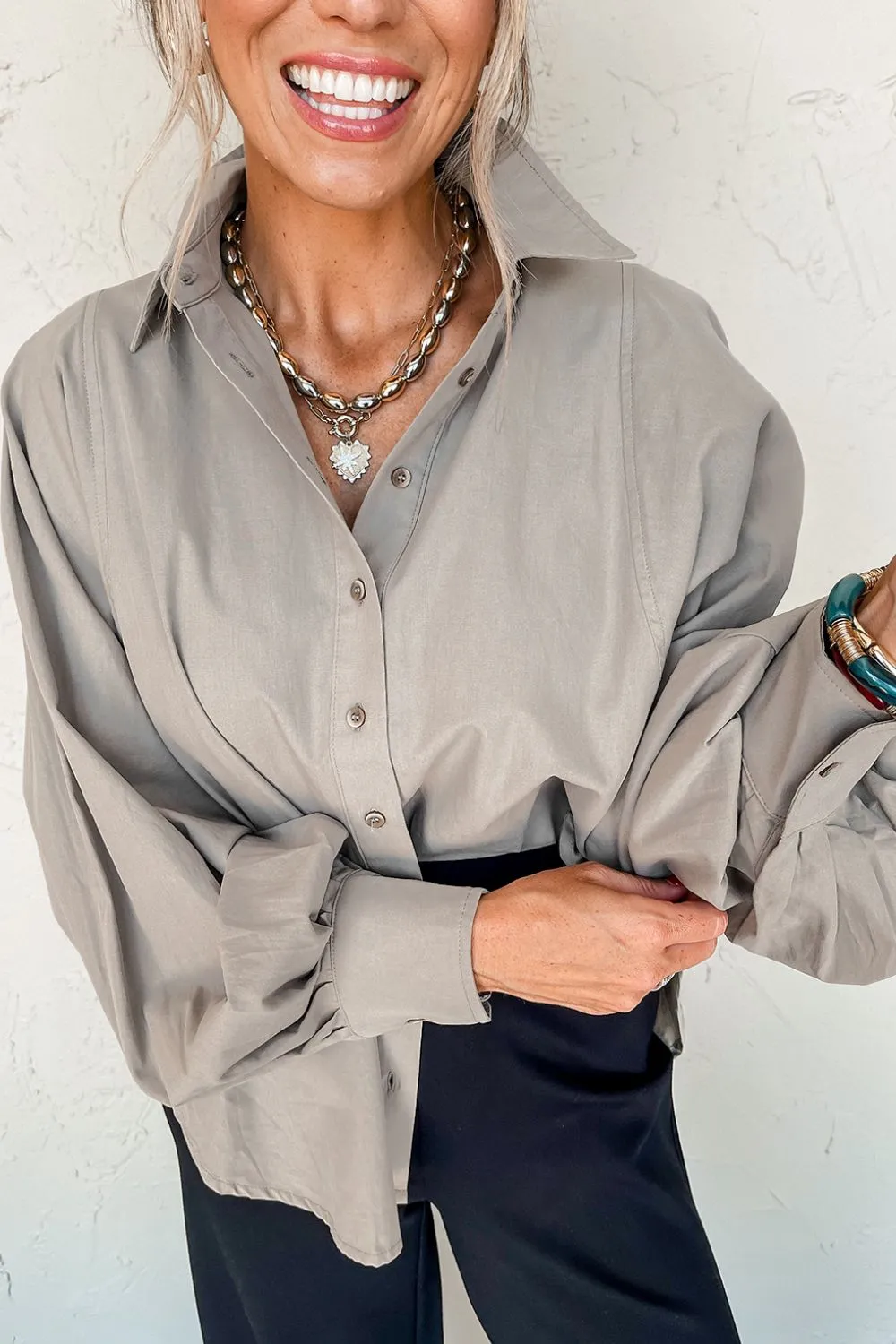 Button Down Collared Neck Long Sleeve Shirt, image 2