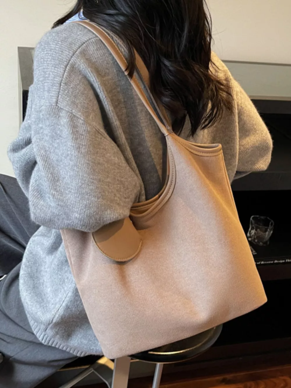 Suede Texture Shoulder Bag, image 5