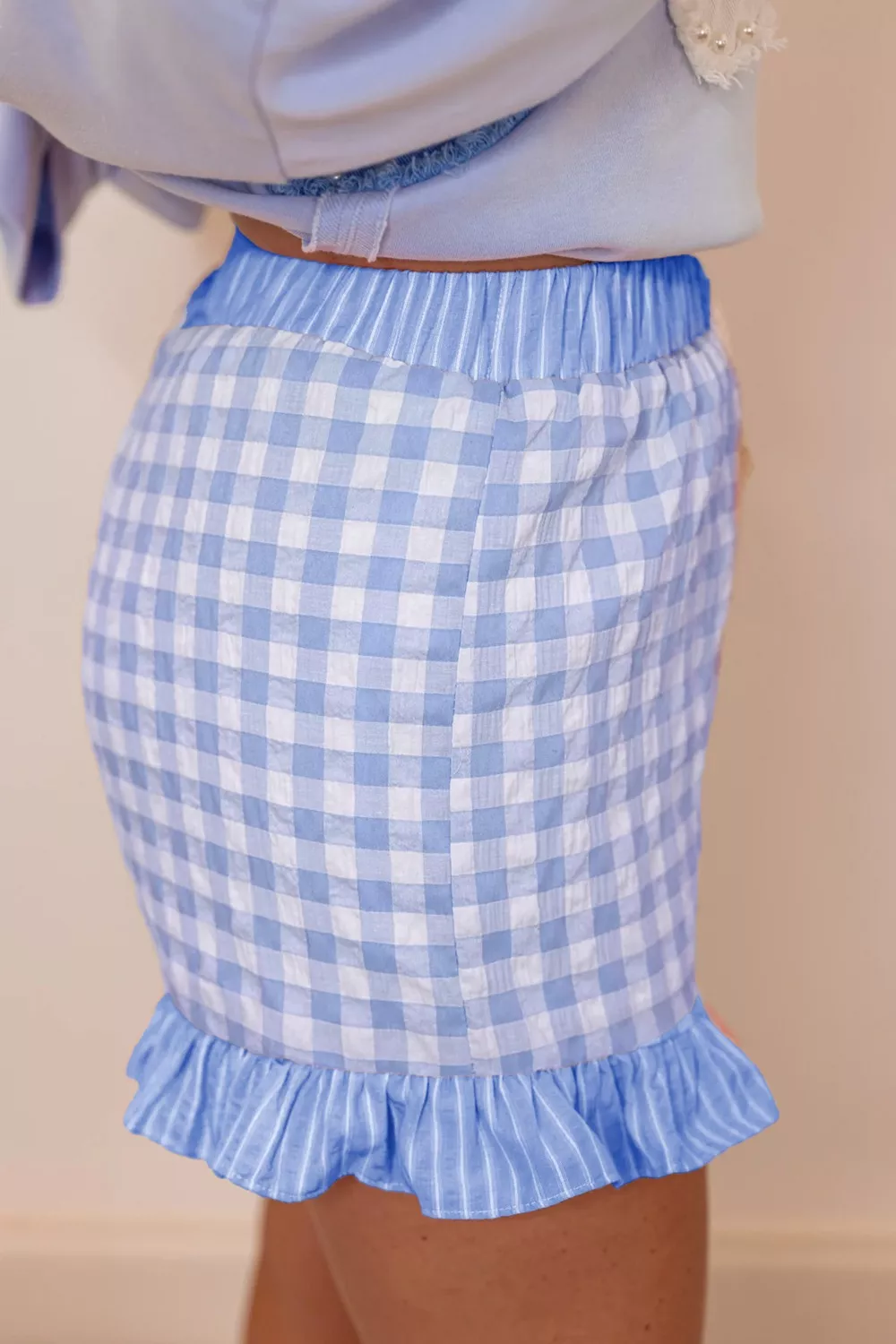 Gingham Ruffle Hem Shorts, image 9