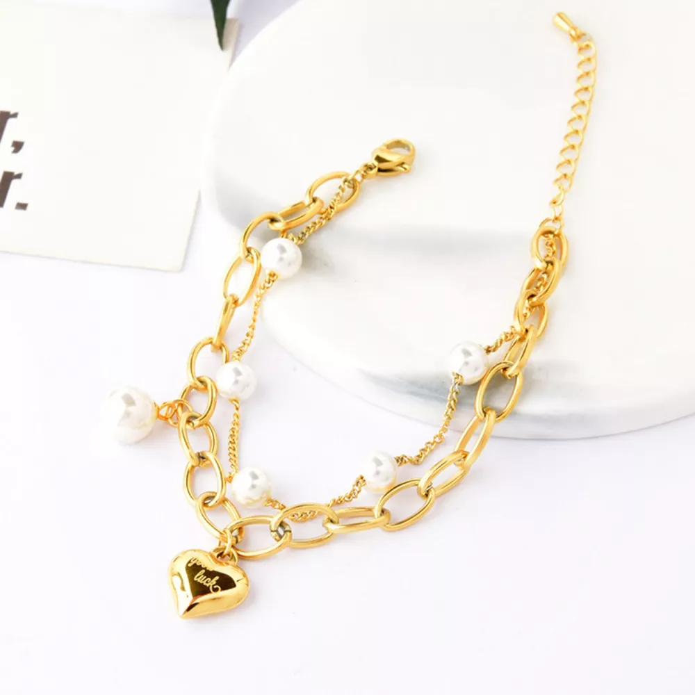18K Gold-Plated Heart Charm Bracelet, image 3