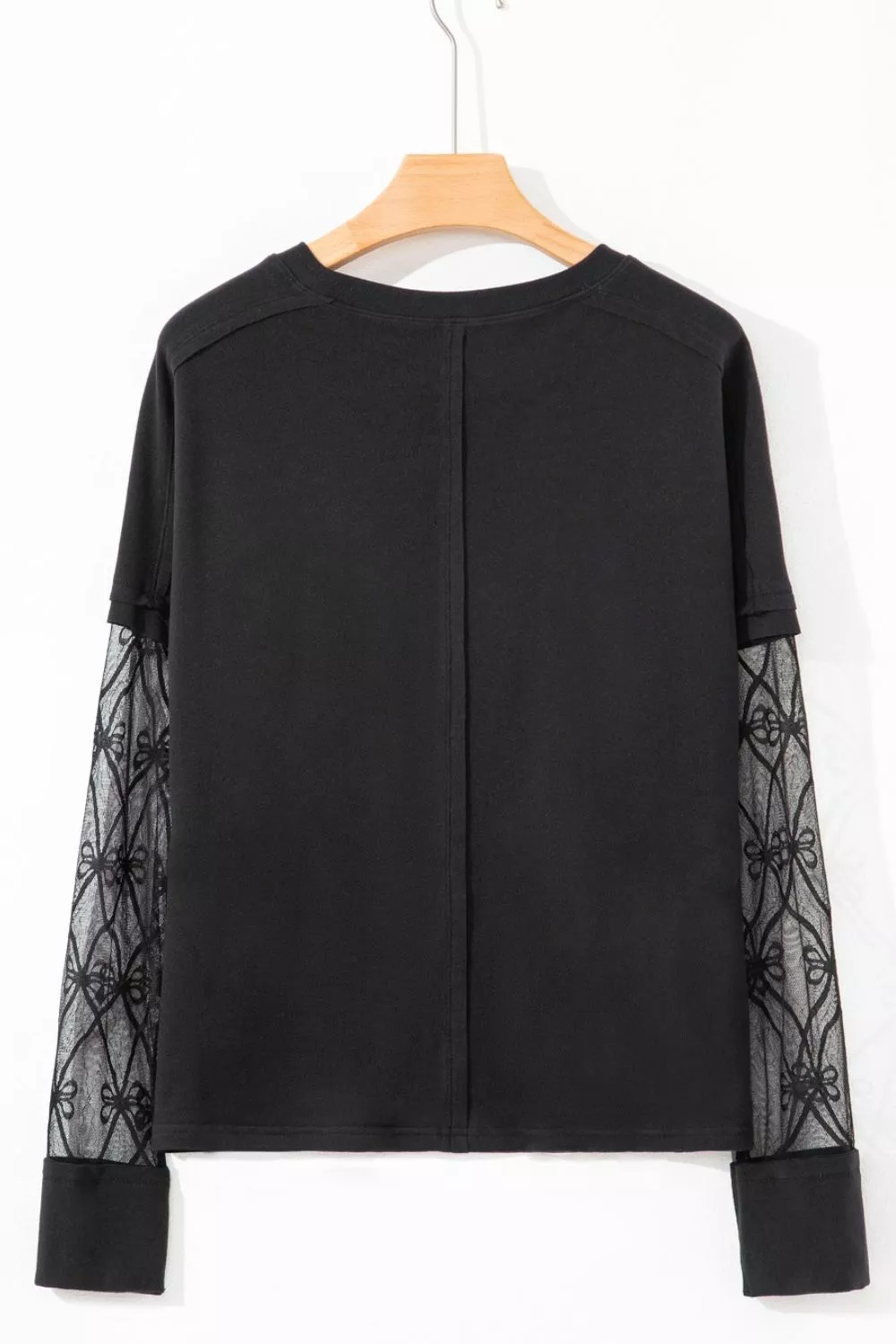 Round Neck Lace Sleeve Relaxed Fit Top, image 7