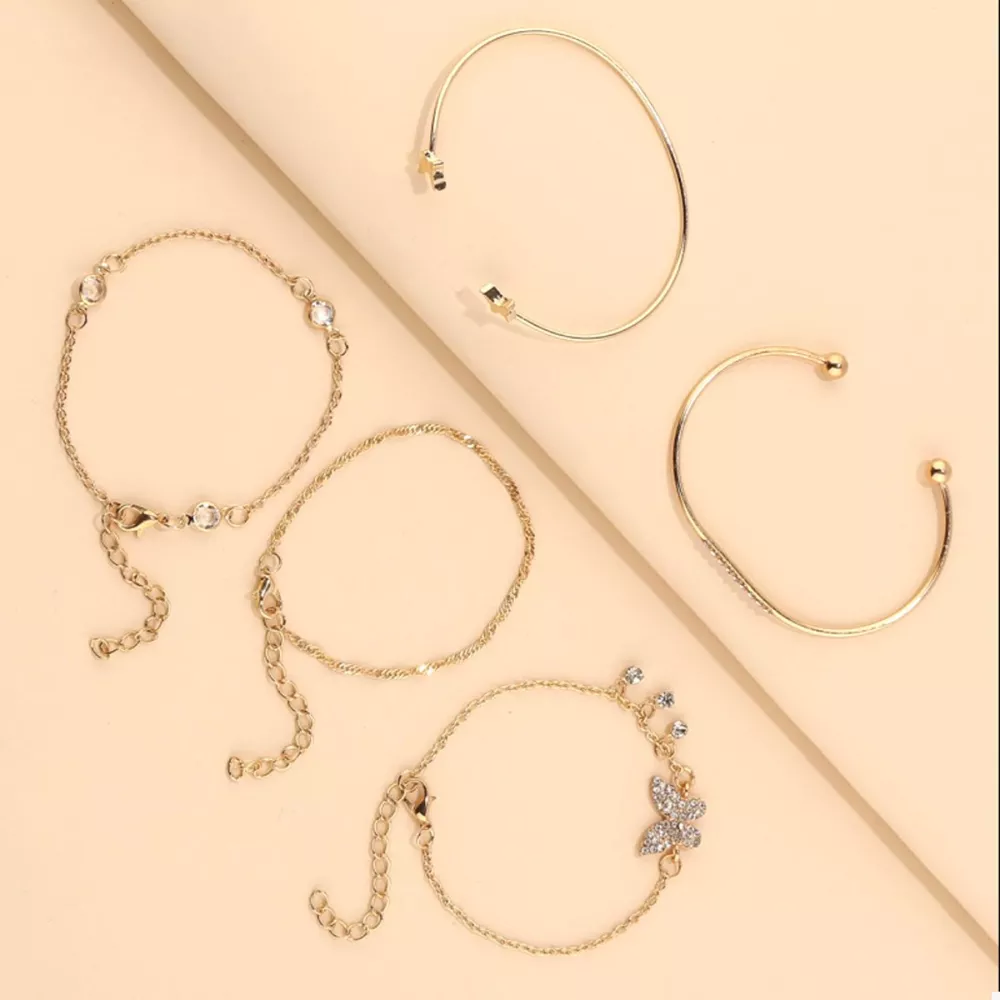 5 Piece 18K Gold-Plated Butterfly Bracelet, image 4