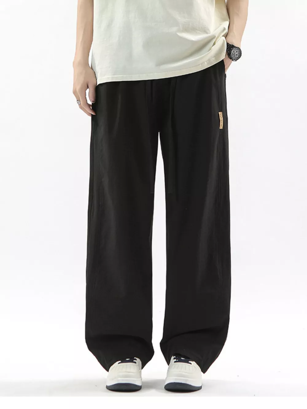 Men's Full Size Loose Fit Drawstring Wide Leg Pants Plus Size, image 4