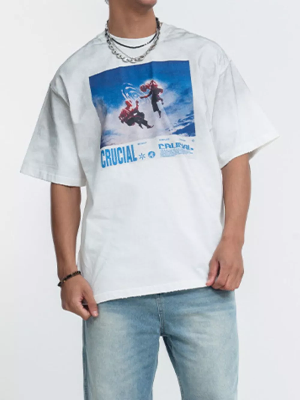 Men's Graphic Round Neck Oversized T-Shirt, image 5