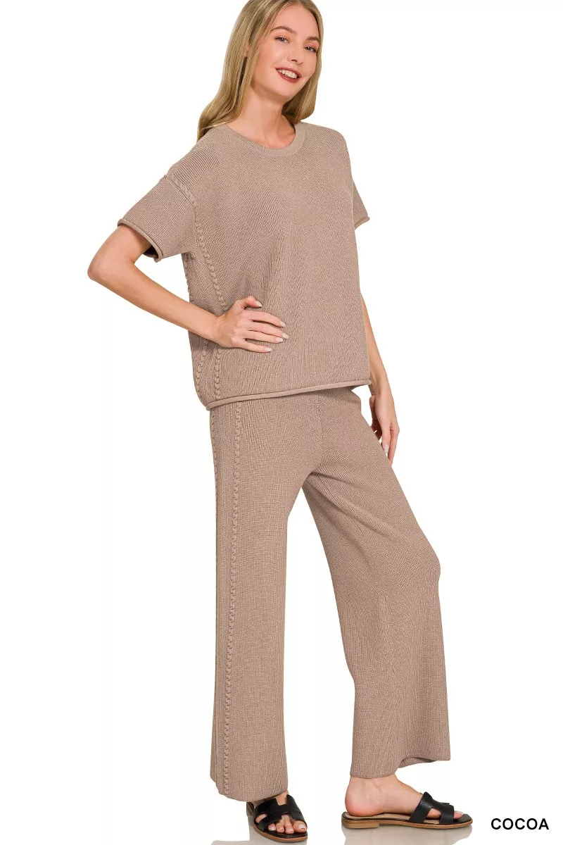 Viscose Round Neck Top & Pants Set, image 3