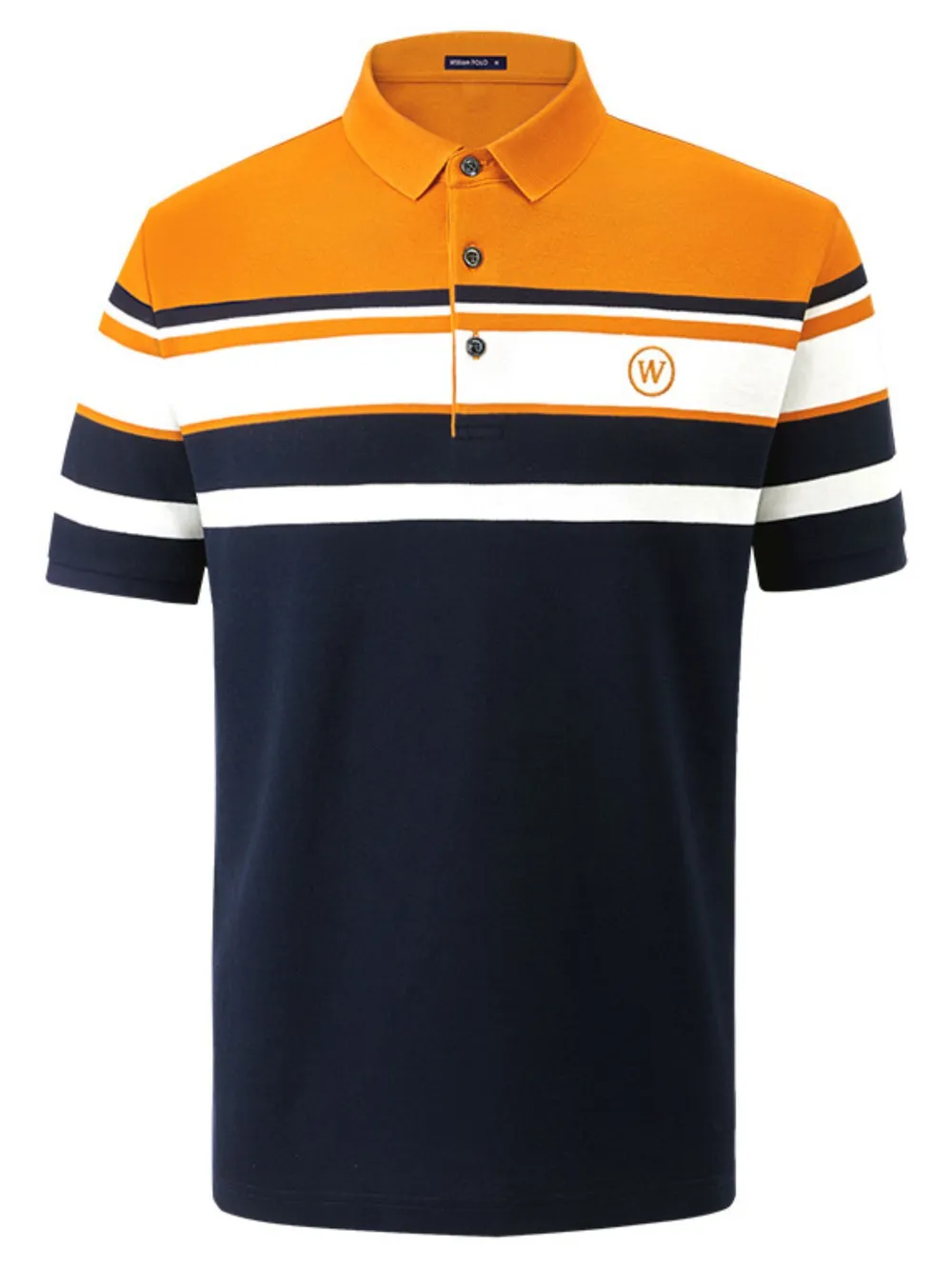Men's Plus Size Color Block Striped Short Sleeve Polo Shirt, image 2