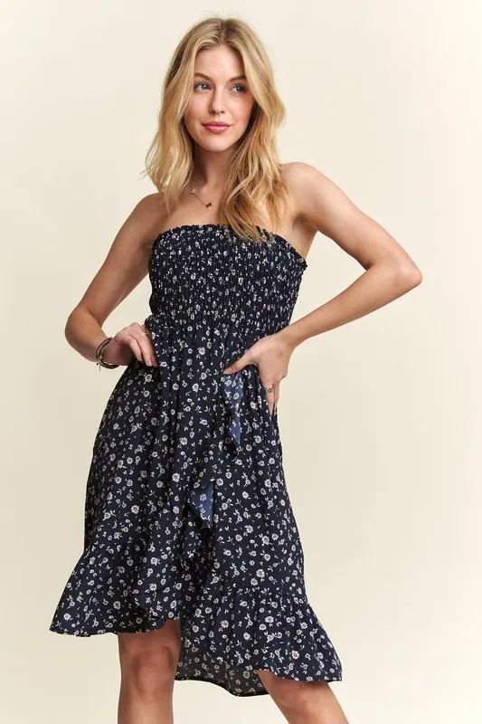 Smocked Floral Tube Dress with Pockets, image 4