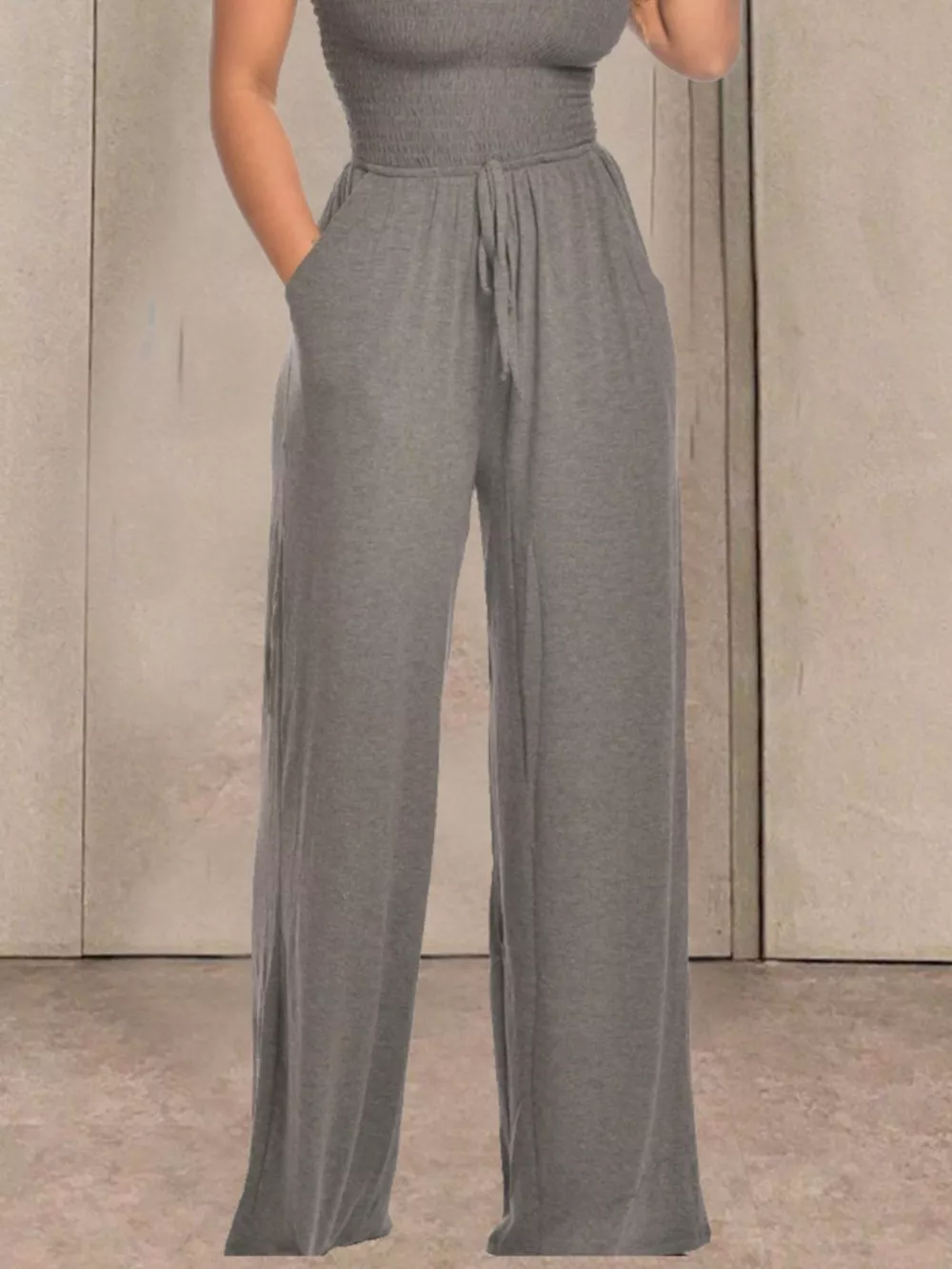 Strapless Smocked Wide-Leg Jumpsuit, image 24