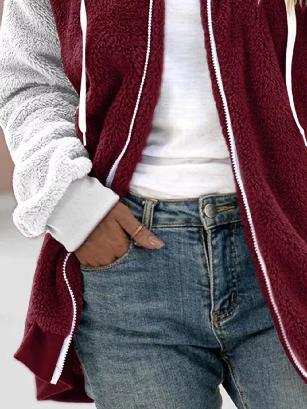 Full Size Fleece Zip-Up Hooded Outerwear Plus Size, image 12