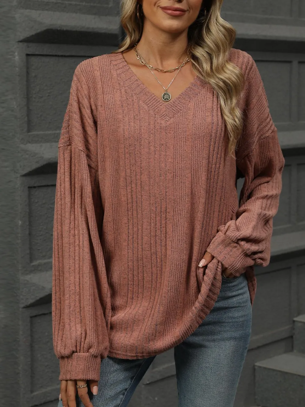V-Neck Long Sleeve T-Shirt, image 10