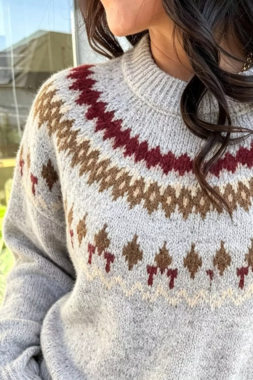 Fair Isle Patterned Crew Neck Sweater, image 3