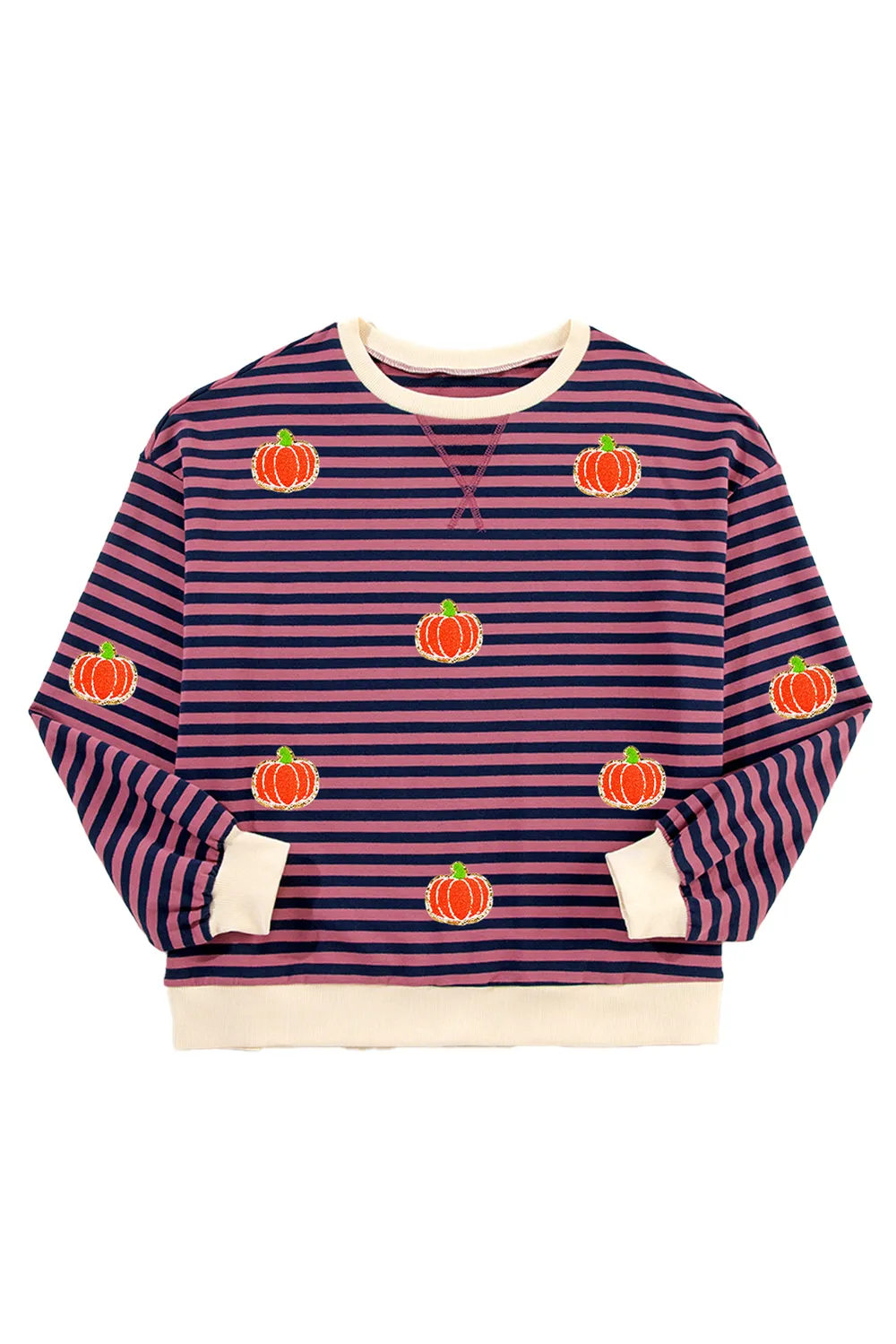 Pumpkin Striped Long Sleeve Sweatshirt, image 6