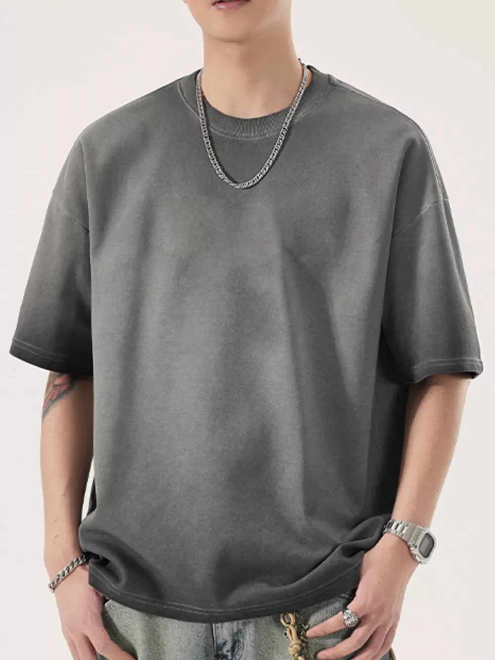 Men's Full Size Oversized Round Neck T-Shirt Plus Size, image 7