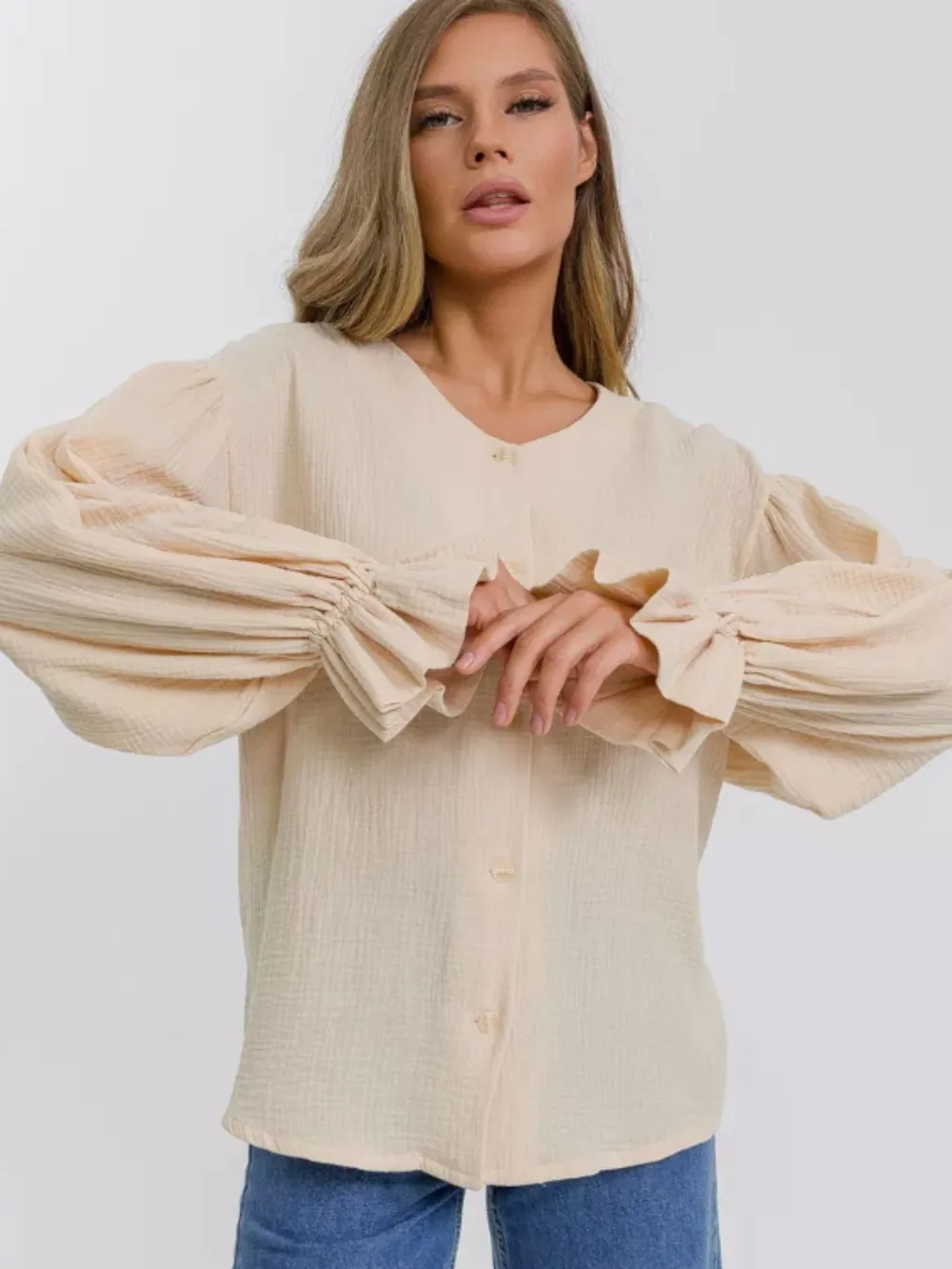 Button Up Flounce Sleeve Shirt, image 18
