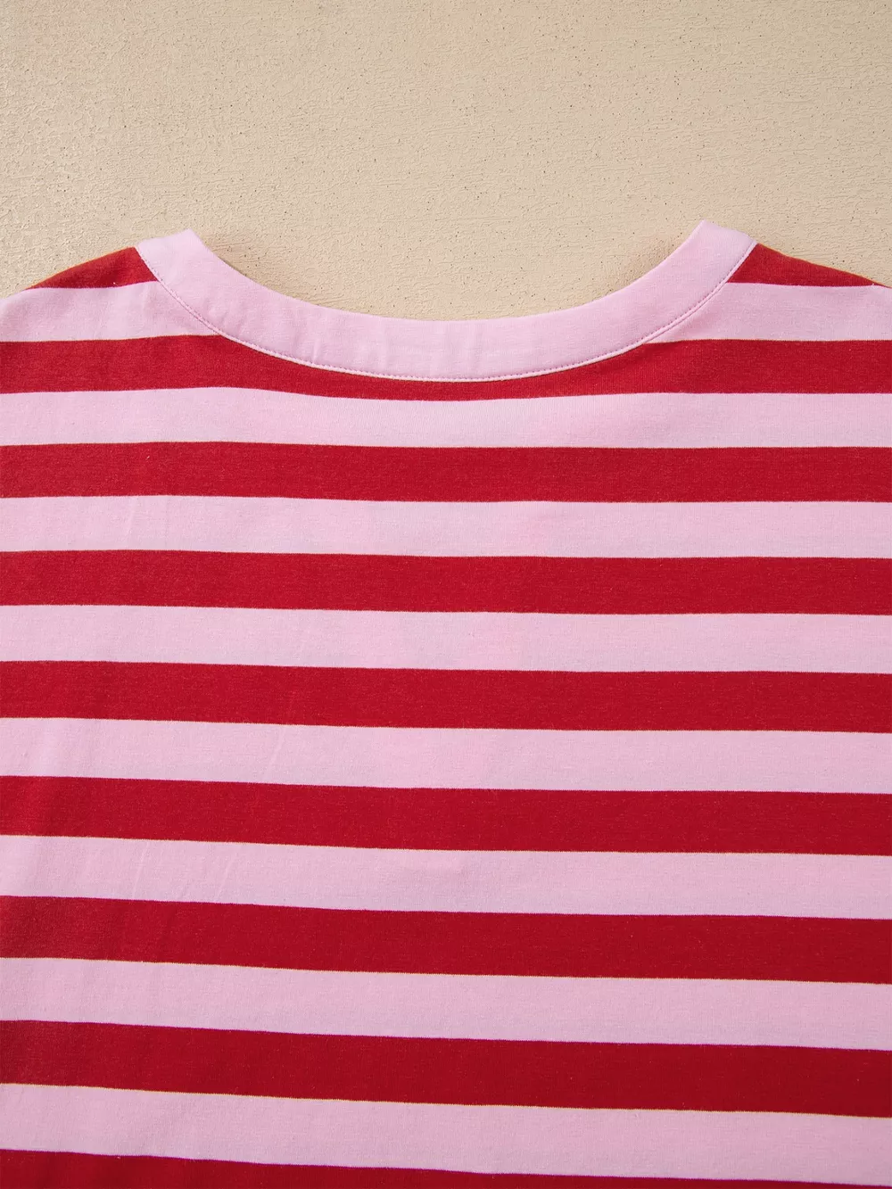 Stripe Split V Neck Casual T Shirt, image 6