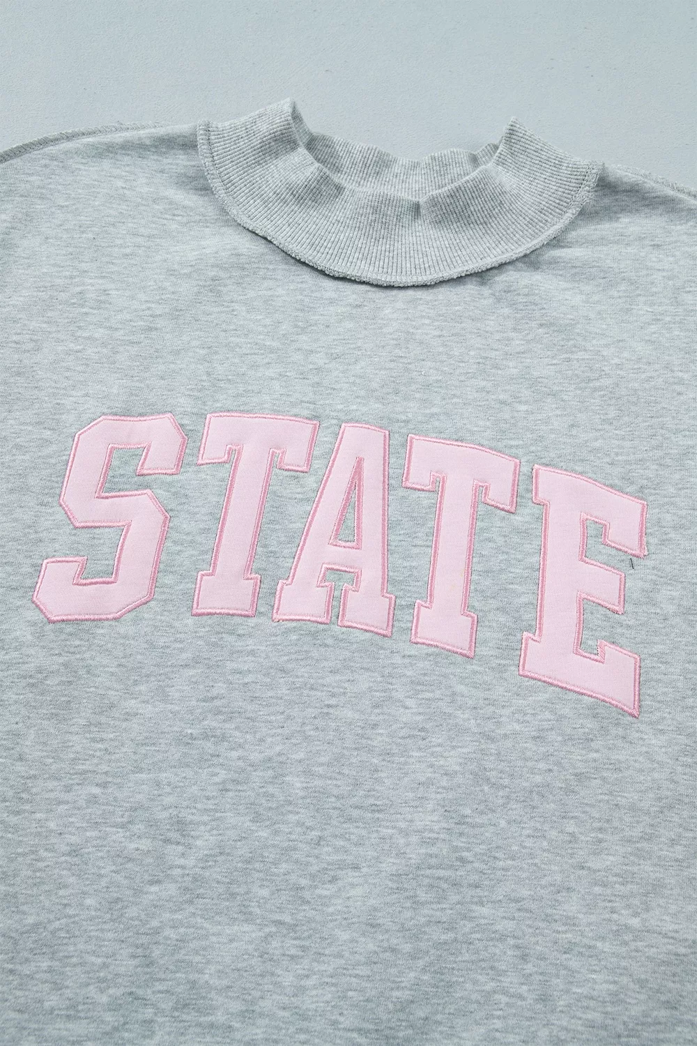 Exposed Seam Mock Neck STATE Letter Graphic Loose Sweatshirt, image 6