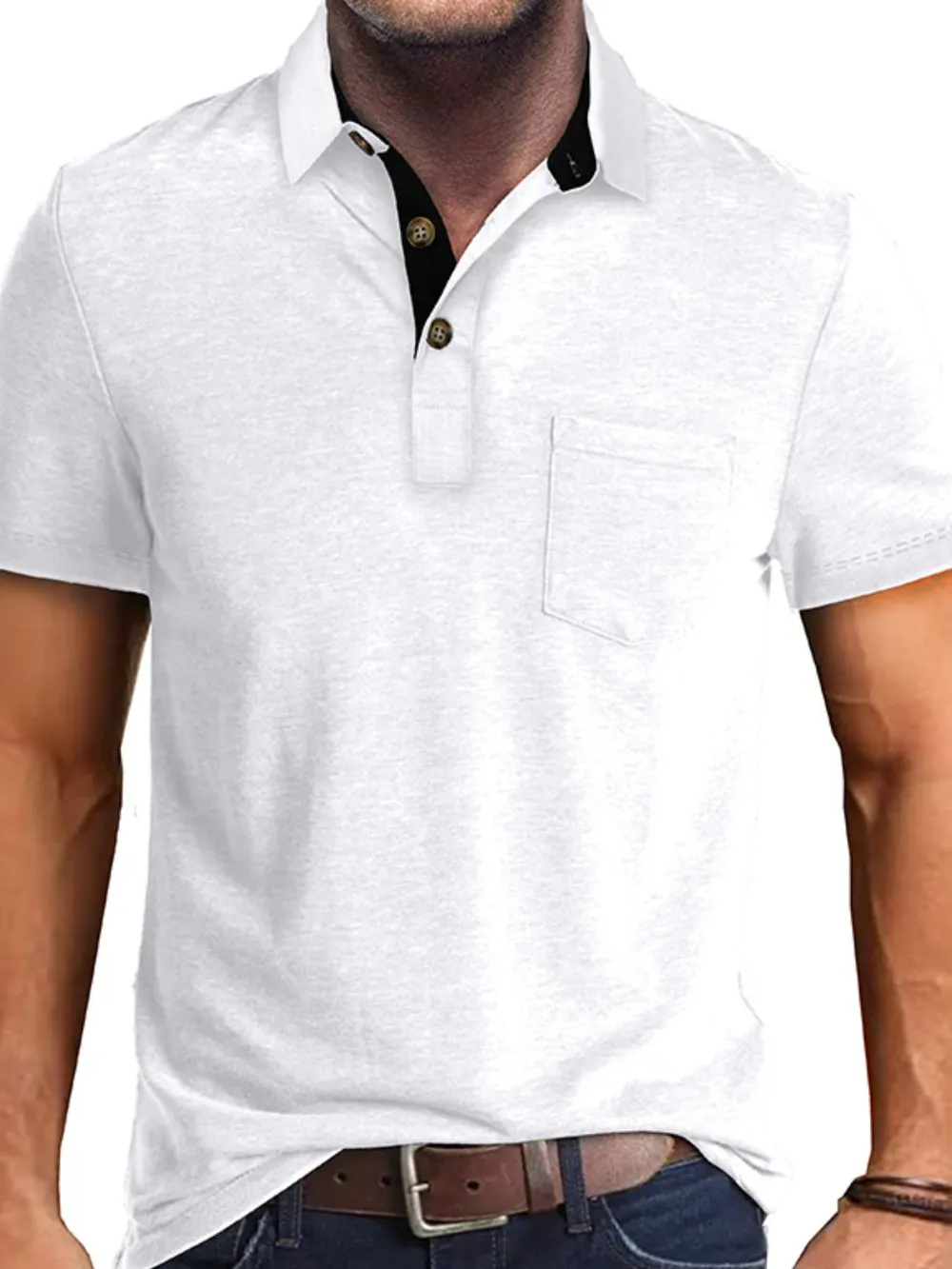Men's Full Size Classic Heathered Pocket Polo Shirt Plus Size, image 6