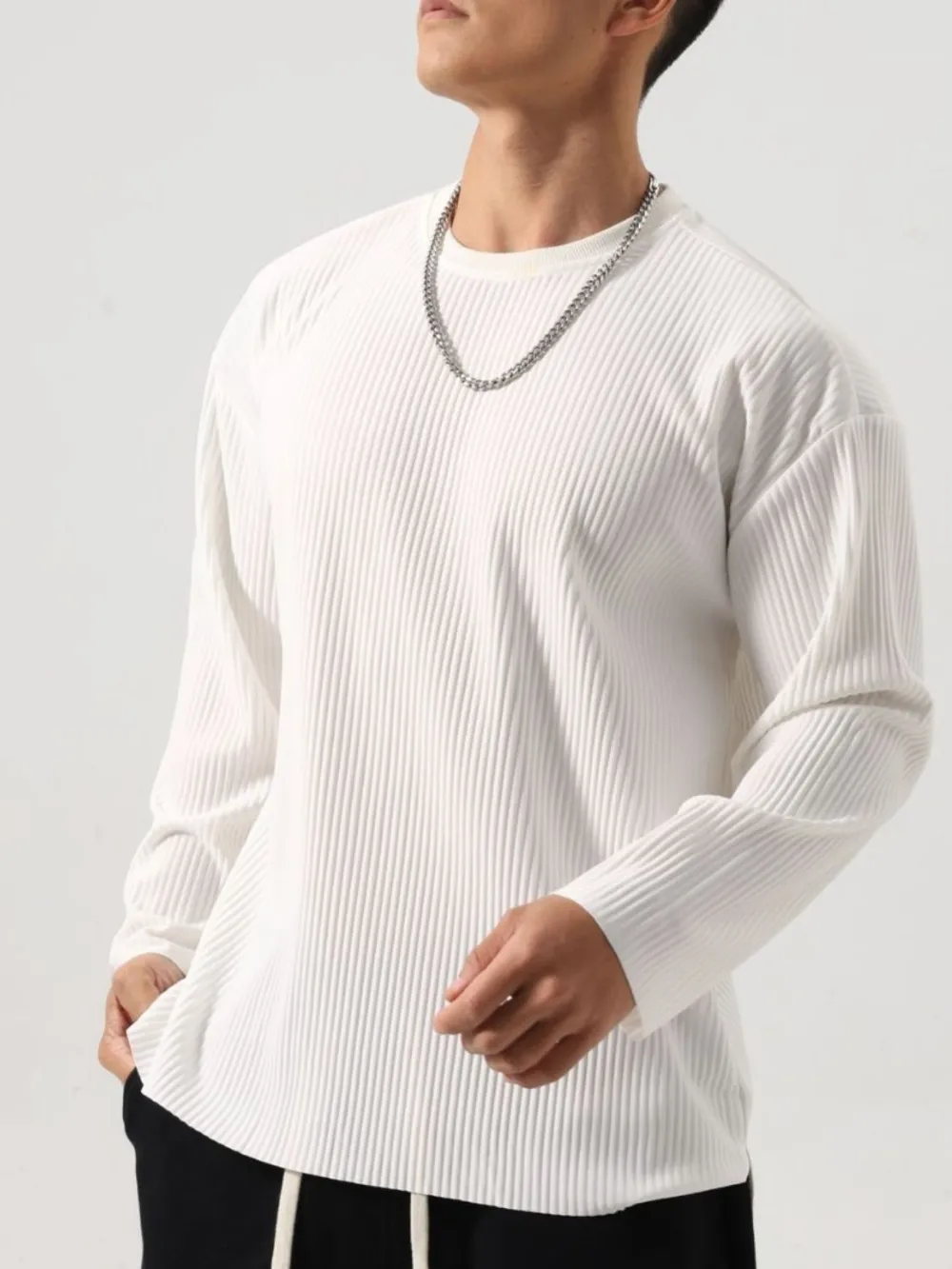 Men's Plus Size Round Neck Long Sleeve T-Shirt, image 2