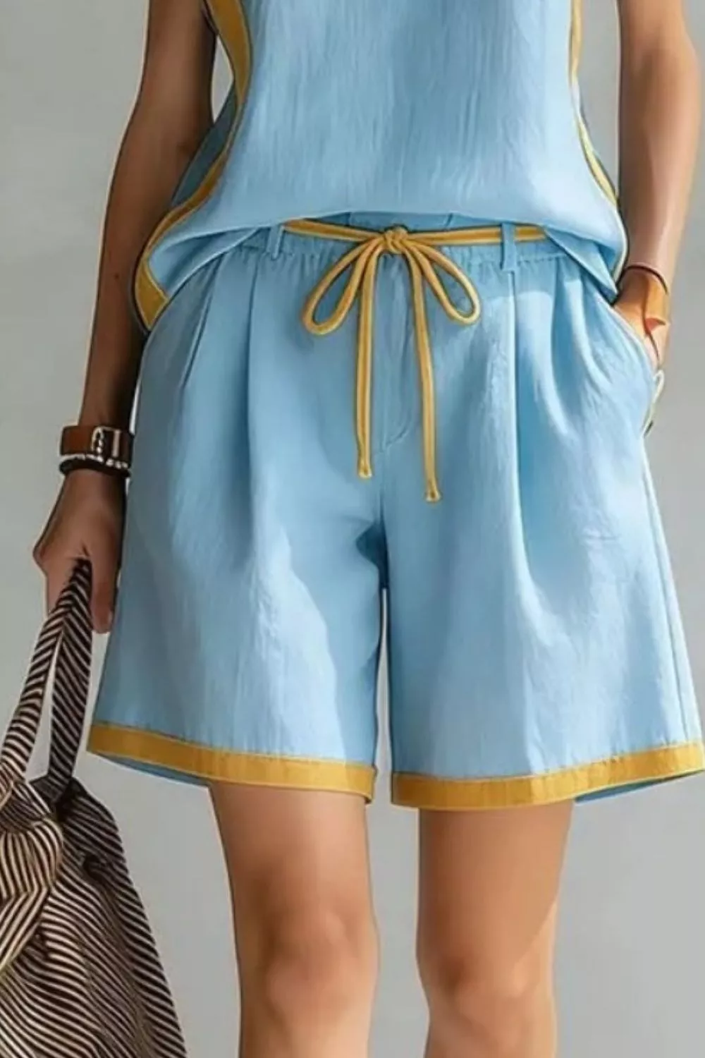 Contrast Trim Tank and Shorts Set, image 5