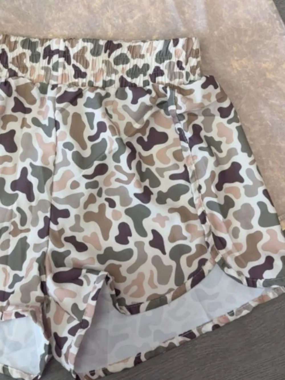 Camo Print Elastic Waist Shorts, image 10