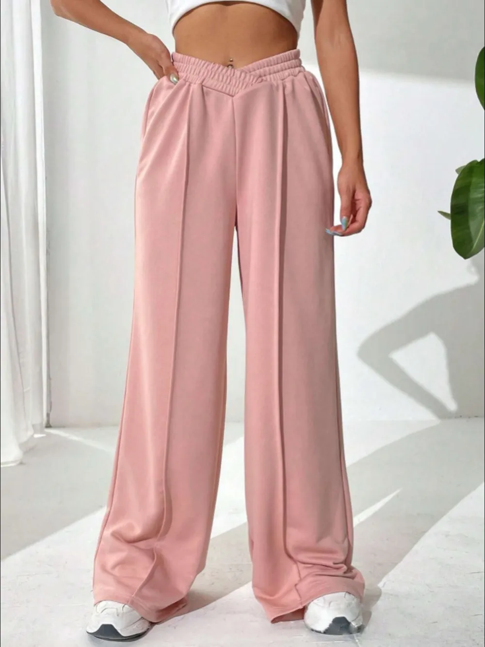 Elastic Waist Wide Leg Pants, image 20